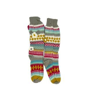 Women's Knee High Knitted Socks in Grey, Pink, Yellow